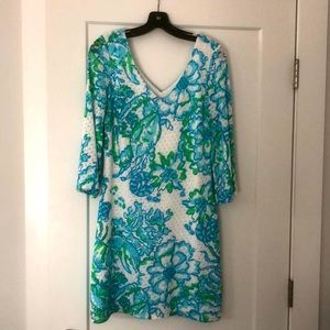 Lily Pulitzer dress above the knee with 3/4 length sleeves